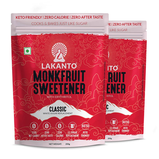 Classic Monk Fruit Sweetener 1:1 White Sugar Substitute | Pack of 2