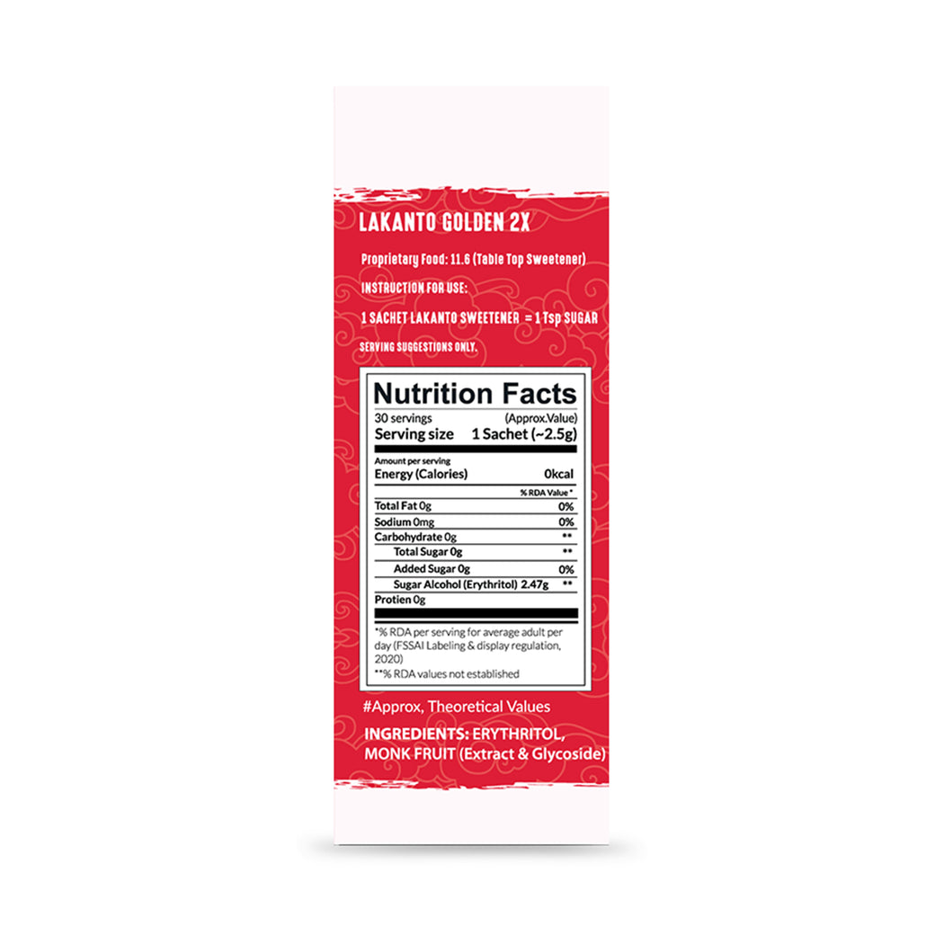 GOLDEN 2X MONK FRUIT SWEETENER (30N SACHETS)