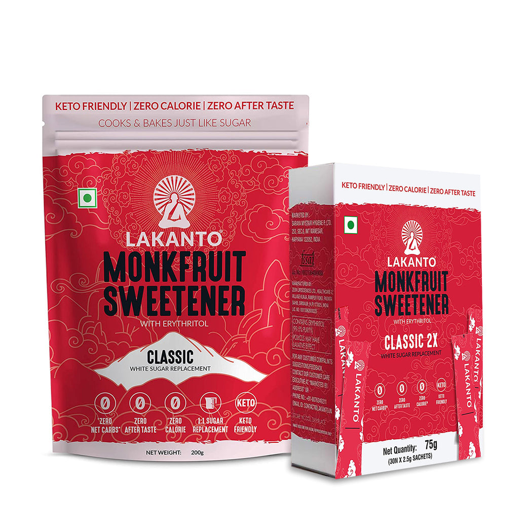 Classic Monkfruit Sweetner 200g + Classic Monkfruit Sweetner 30 Sticks