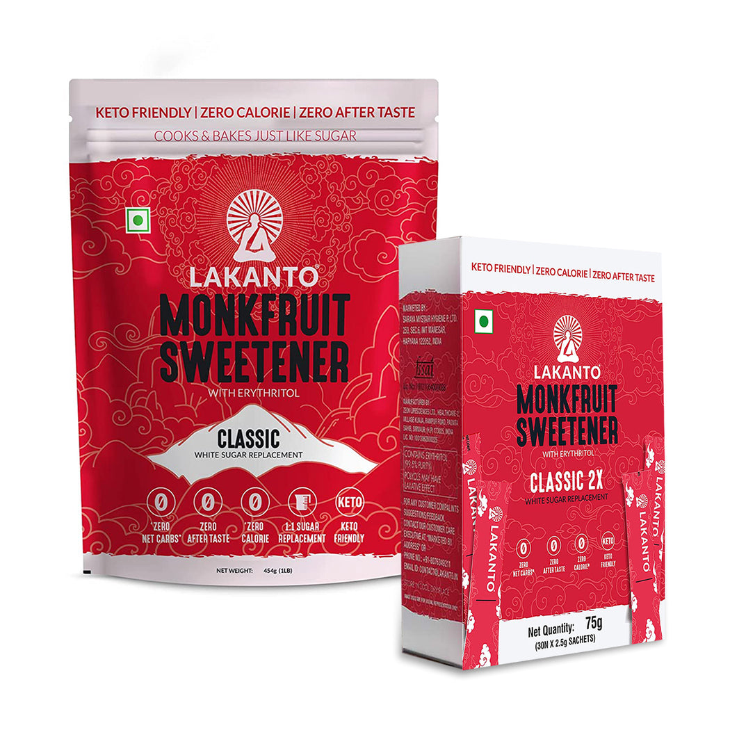CLASSIC MONK FRUIT SWEETENER 454g + CLASSIC MONK FRUIT SWEETENER 30 STICKS
