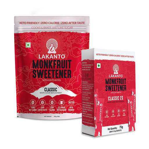 CLASSIC MONK FRUIT SWEETENER 454g + CLASSIC MONK FRUIT SWEETENER 30 STICKS