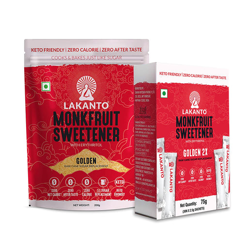 GOLDEN MONK FRUIT SWEETENER 200g + GOLDEN MONK FRUIT SWEETENER 30 STICKS